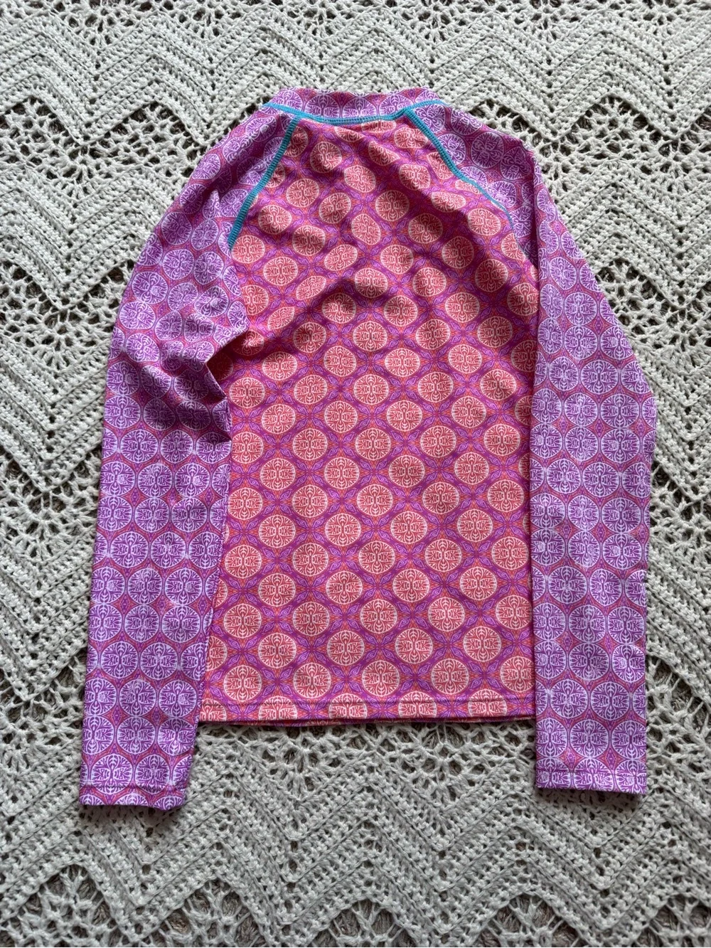 NWT Cabana Life Pink & Purple Girls' Long-Sleeve Rashguard Three-Piece Bikini